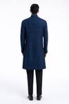 Shop_Dhruv Vaish_Navy Silk Beads, Stones High Neck Embroidered Sherwani Set _at_Aza_Fashions
