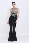 Buy_Dilnaz_Black Satin, Net, Polyester Sequins, Stones Round Neck Daalis Bodice Gown _at_Aza_Fashions