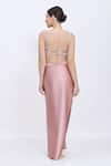Dilnaz_Pink Satin Draped Milano Skirt _Online_at_Aza_Fashions