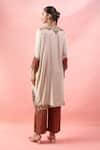 Shop_Debyani + CO_Ivory Embroidery, Beads Round Neck Aastha Pitta Work Kaftan With Pant _at_Aza_Fashions