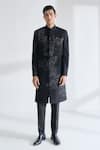 Buy Dhruv Vaish Black Silk Embroidery Sherwani Set at Aza Fashions Buy_Dhruv Vaish_Black Silk Embroidery Sherwani Set _at_Aza_Fashions