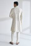 Shop_Dhruv Vaish_Ivory Silk Embroidery, Zari Grometric Sherwani Set _at_Aza_Fashions