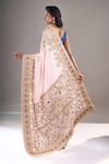 Shop_Anamika Khanna_Pink Embroidery, Zari Hand Saree With Unstitched Blouse Piece _at_Aza_Fashions