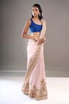 Shop_Anamika Khanna_Pink Embroidery, Zari Hand Saree With Unstitched Blouse Piece _Online_at_Aza_Fashions