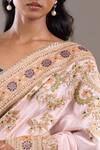 Buy_Anamika Khanna_Pink Embroidery, Zari Hand Saree With Unstitched Blouse Piece 