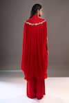 Shop_Anamika Khanna_Red High , Collared, Bandeau Draped Cape And Palazzo Set _at_Aza_Fashions