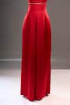 Buy_Anamika Khanna_Red High , Collared, Bandeau Draped Cape And Palazzo Set _Online_at_Aza_Fashions