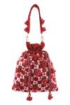 Buy_A Clutch Story_Maroon Beads, Sequins, Embroidery, Tassels Gulab Embellished Potli _at_Aza_Fashions