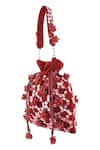 A Clutch Story_Maroon Beads, Sequins, Embroidery, Tassels Gulab Embellished Potli _Online_at_Aza_Fashions