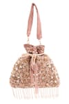 Buy_A Clutch Story_Pink Beads, Embroidery, Rhinestones, Fringe Phoolrani Embellished Potli _at_Aza_Fashions
