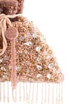 A Clutch Story_Pink Beads, Embroidery, Rhinestones, Fringe Phoolrani Embellished Potli _at_Aza_Fashions
