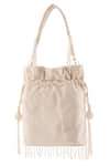 A Clutch Story_Ivory Beads, Fringe, Tassels Chandrika Embellished Potli _Online_at_Aza_Fashions