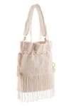 Buy_A Clutch Story_Ivory Beads, Fringe, Tassels Chandrika Embellished Potli _Online_at_Aza_Fashions