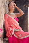Shop_Amoree by Shikha Chaudhry_Pink , , Embroidery, Rani Sa Pleated Lehenga Set _Online_at_Aza_Fashions
