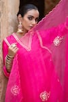 Amoree by Shikha Chaudhry_Pink Silk, , Silk, Organza Zari, Laxmi Embroidered Kurta Set _Online_at_Aza_Fashions