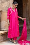 Amoree by Shikha Chaudhry_Pink Silk, , Silk, Organza Zari, Laxmi Embroidered Kurta Set _at_Aza_Fashions