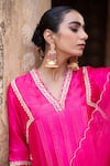 Buy_Amoree by Shikha Chaudhry_Pink Silk, , Silk, Organza Zari, Laxmi Embroidered Kurta Set 
