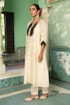 Buy_Amoree india_Ivory Chanderi Silk, Georgette Embroidery, Sequins Round Pakeezah Kurta Set _Online_at_Aza_Fashions
