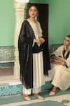 Shop_Amoree india_Ivory Chanderi Silk, Georgette Embroidery, Sequins Round Pakeezah Kurta Set _Online_at_Aza_Fashions