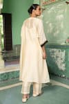Shop_Amoree india_Ivory Chanderi Silk, Georgette Embroidery, Sequins Round Pakeezah Kurta Set _at_Aza_Fashions