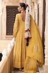 Shop_Amoree by Shikha Chaudhry_Mustard Chanderi Silk, Organza Gota Patti, Embroidery Harvest Anarkali Set _at_Aza_Fashions