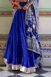 Amoree by Shikha Chaudhry_Blue Chanderi, Silk Tassels, Embroidery, Pearls, Gota Patti, Zari Lehenga Set _Online_at_Aza_Fashions