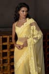 Buy_Mishru_Yellow Tulle, Lycra, Satin Sequins, Fabric Solara Floral Embroidered Saree Set _Online_at_Aza_Fashions