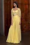 Buy_Mishru_Yellow Tulle, Organza Sequins, Embroidery Aurelia Embellished Corset And Pant Set _at_Aza_Fashions