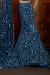 Buy_Mishru_Navy Tulle Sequins, Beads, Embroidery Corallia Embellished Corset Skirt Set _Online_at_Aza_Fashions