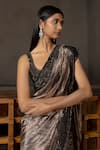 Shop_Mishru_Brown Tissue, Tulle, Lycra, Satin Sequins, Astrea Embellished Saree With Blouse  _at_Aza_Fashions