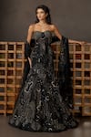 Buy_Mishru_Black Tulle Sequins, Beads, Embroidery Zoelle Embellished Corset Lehenga Set _at_Aza_Fashions