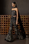 Mishru_Black Tulle, Chiffon Sequins, Beads, Embroidery Ivara Corset, Pant And Dupatta _at_Aza_Fashions
