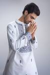 Shop_Sanjev Marwaaha_Ivory Cotton, Silk Embroidery Kurta Pant Set _Online_at_Aza_Fashions