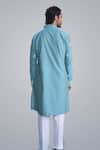 Shop_Sanjev Marwaaha_Teal Cotton, Silk Embroidery Kurta Set _at_Aza_Fashions