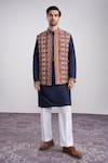Buy_Sanjev Marwaaha_Navy Cotton, Silk Embroidery Blue Kurta Set _at_Aza_Fashions