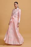 Buy_Gulabo By Abu Sandeep_Pink Modal, Chanderi Sequins, Metallic Thread Collared Embroidered Placket Top _Online_at_Aza_Fashions