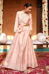 Buy_Gulabo By Abu Sandeep_Pink Modal, Chanderi Sequins, Metallic Thread Collared Embroidered Placket Top _at_Aza_Fashions