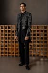 Buy_Mishru_Black Cotton, Crepe Sequins, Embroidery Caspian Embellished Jacket Kurta Set _at_Aza_Fashions