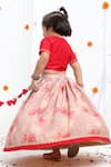 Shop_Little Brats_Beige Cotton, Silk Tassels, Gota Patti, Sequins, Printed Lehenga And Blouse Set _at_Aza_Fashions