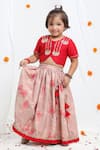 Buy_Little Brats_Beige Cotton, Silk Tassels, Gota Patti, Sequins, Printed Lehenga And Blouse Set _at_Aza_Fashions