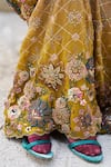 Buy_Supria Munjal_Mustard Silk, Tissue Embroidery, Beads Sweetheart Designer Gold Ombre Saree Set _Online_at_Aza_Fashions