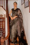 Buy_Chambray & CO._Black Organza, Tissue, Cotton, Embroidery Banarasi Saree With Blouse _at_Aza_Fashions