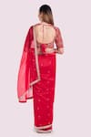 Shop_Onaya_Red Organza Sequins, Zari, Embroidery, Tikki And Cutdana Saree & Blouse Set _at_Aza_Fashions