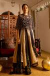 Buy_Chambray & CO._Black Organza, Cotton, Chanderi Silk Alexa Handtucked Motif Overlay Skirt Set _at_Aza_Fashions