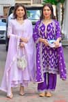 Buy_Preevin_Purple Cotton, Tulle, Net Mirrors, Embroidery V-neck Tiered Anarkali Pant Set _at_Aza_Fashions