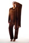 Buy Sakshi Khetterpal Brown Crepe Embroidery, Beads Collared, Button-down Neck And Cuff Shirt With Pant at Aza Fashions Buy_Sakshi Khetterpal_Brown Crepe Embroidery, Beads Collared, Button-down Neck And Cuff Shirt With Pant _at_Aza_Fashions