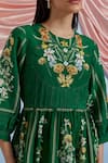 Buy_Pozruh By Aiman_Green Organza Embroidery, Sequins Round Neck Bouquet Print Midi Dress _Online_at_Aza_Fashions