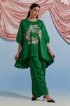 Buy_Pozruh By Aiman_Green Linen, Satin Embroidery Round Neck Swayer Top And Trouser Set _at_Aza_Fashions