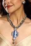 Shop_Hrisha_Blue Stones, Diamonds, Rhinestones Kundan Embellished Necklace Set _Online_at_Aza_Fashions