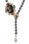 Hrisha_Black Shell Pearl And Stone Embellished Long Necklace _Online_at_Aza_Fashions